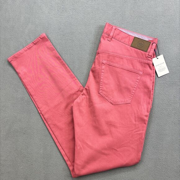 Peter Millar Crown Sport 5 Pocket Performance Pants Cape Red 32x33 $170 MSRP